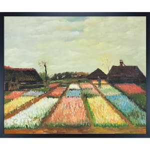 Bulb Fields, 1883 by Vincent Van Gogh Studio Black Wood Framed Nature Oil Painting Art Print 21.5 in. x 25.5 in.