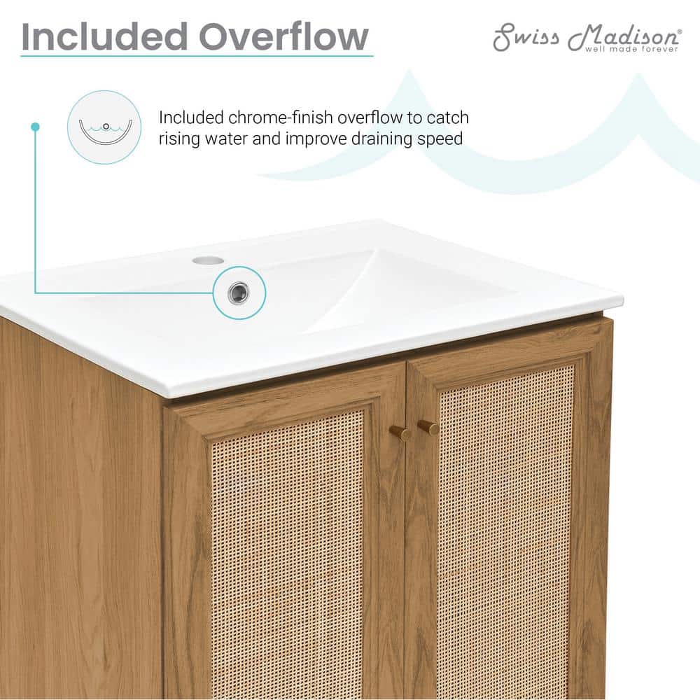 Classe 24" Oak Freestanding Bathroom Vanity with Ceramic Sink