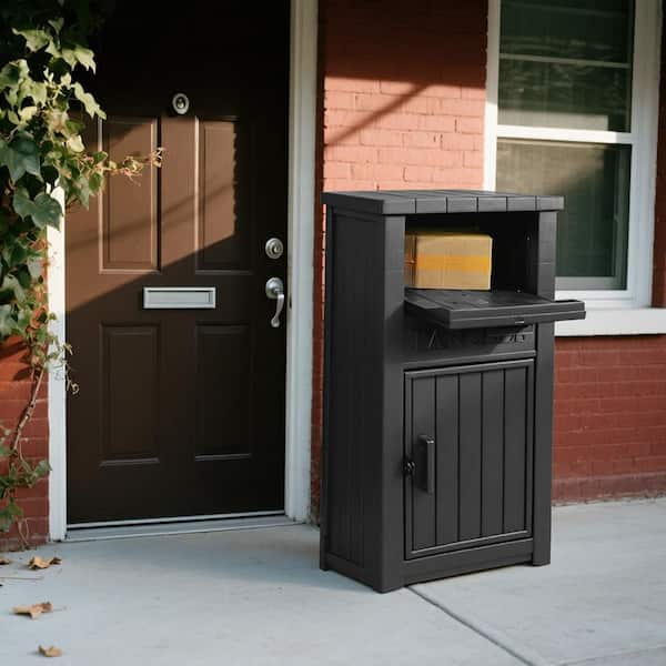 16.5 Gal. Black Resin Deck Box Package Delivery Box with Lockable Secure