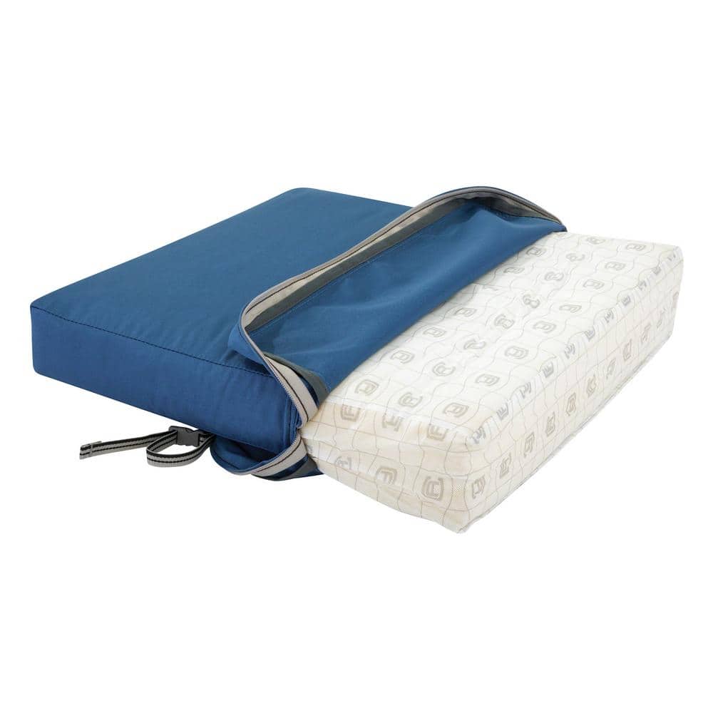 Empire Blue Square Outdoor Patio Seat Cushion in Solution-Dyed Polyester