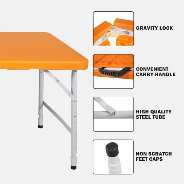 Zeus & Ruta 49 in. x 24 in. x 29 in. Orange Portable Folding