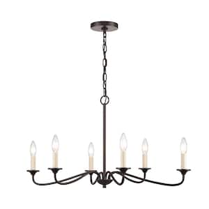 Quest 6-Light Old Bronze Transitional Chandelier with No Shades