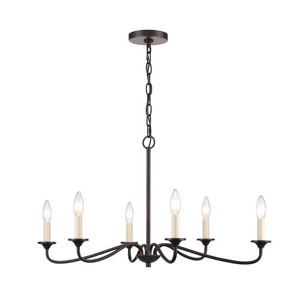 Titan Lighting Quest 6-Light Old Bronze Transitional Chandelier with No Shades