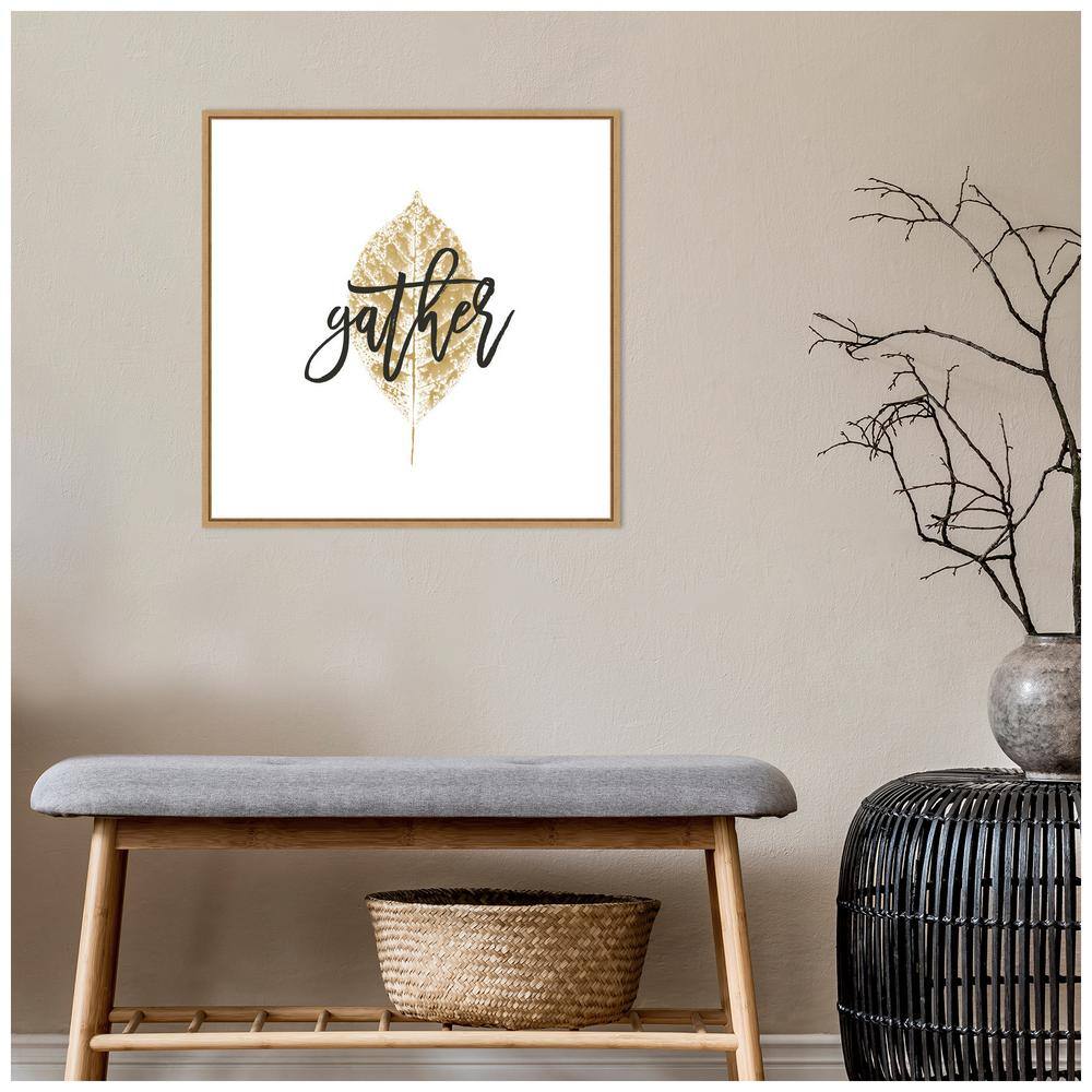 Gather Gold Leaf Print on Canvas with Maple Frame