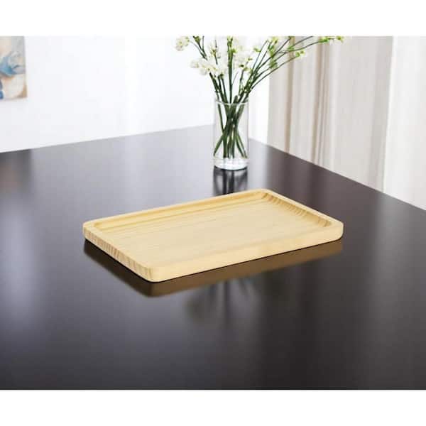 Brown Rectangle Wood 11.75 in. Tray