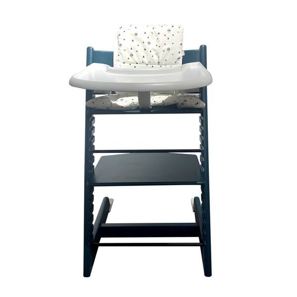 cadeninc Blue Multi-Functional Adjustable/Detachable Solid Wood Children's Dining Chair with Feeding Tray and Safety Buckle