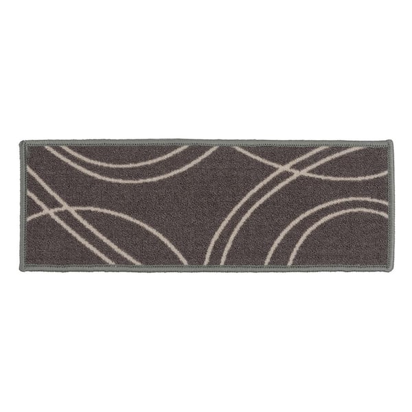 World Rug Gallery Contemporary Stripe Non-Slip Stair Treads 8.6" x 26" Gray (Set of 4)