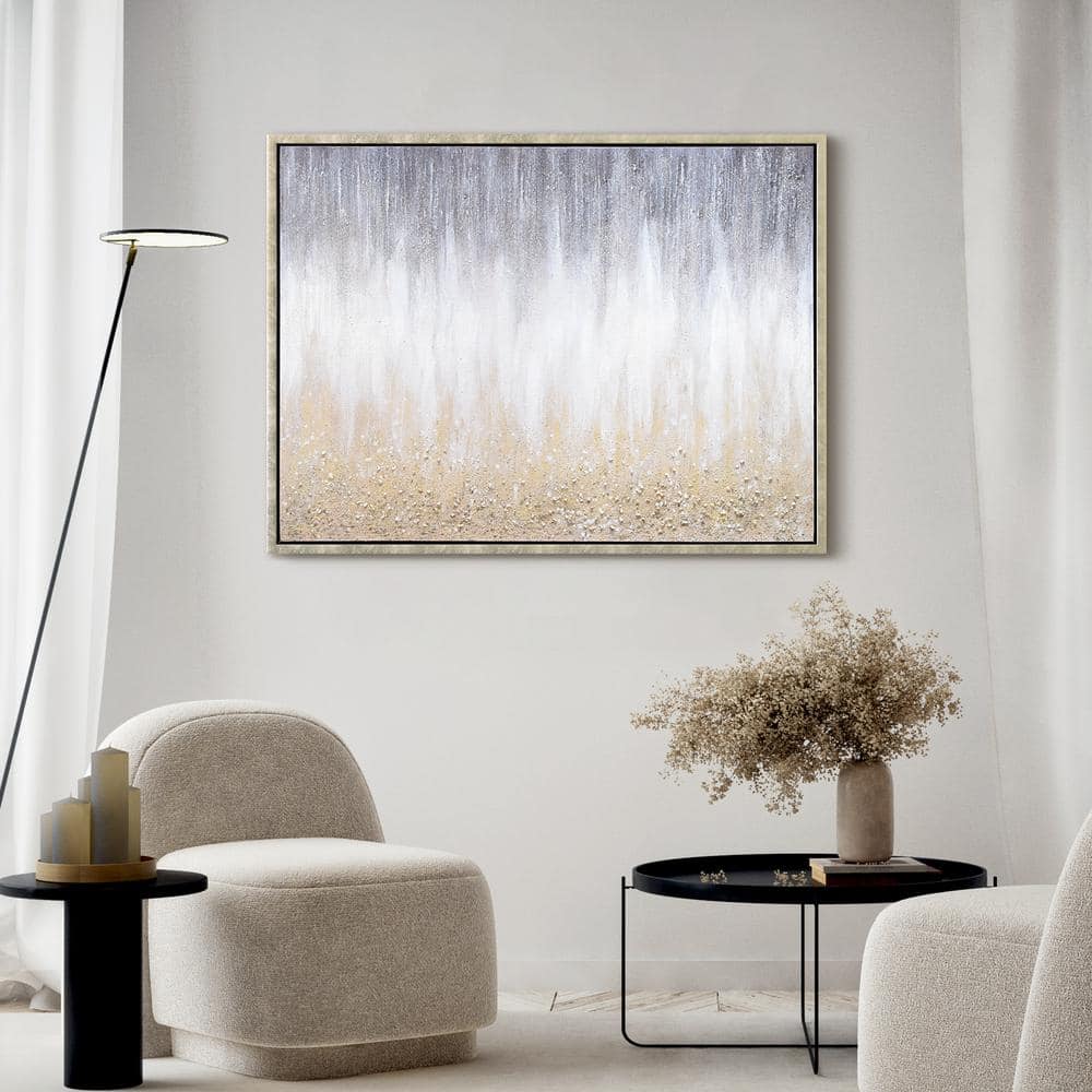 Golden Cascade Textured Glitter Hand Painted Canvas Wall Art, 30" x 40"