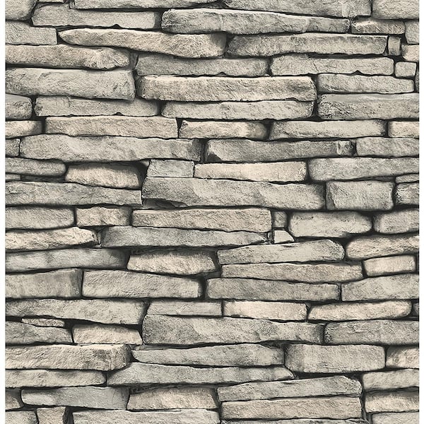 Brewster Ledge Grey Slate Wall Paper Strippable Wallpaper (Covers 56.4 sq. ft.)