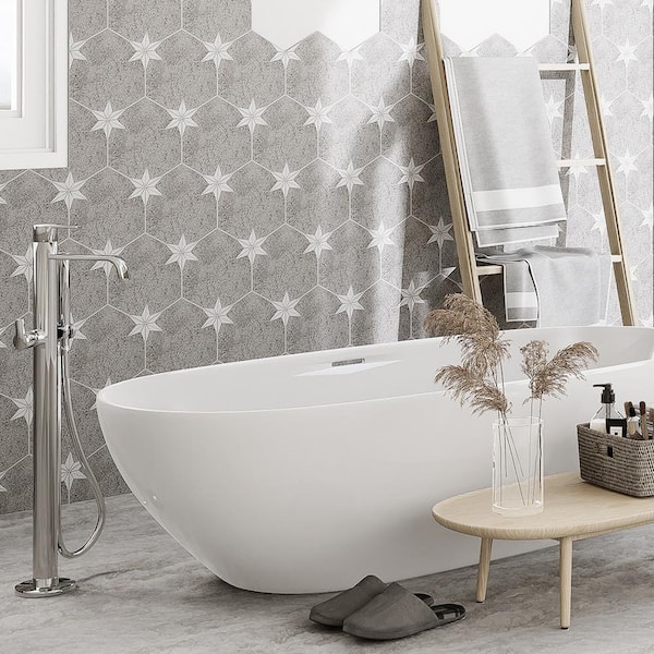 Stella Hex Mist 8-5/8 in. x 9-7/8 in. Porcelain Floor and Wall Tile (11.5 sq. ft./Case)