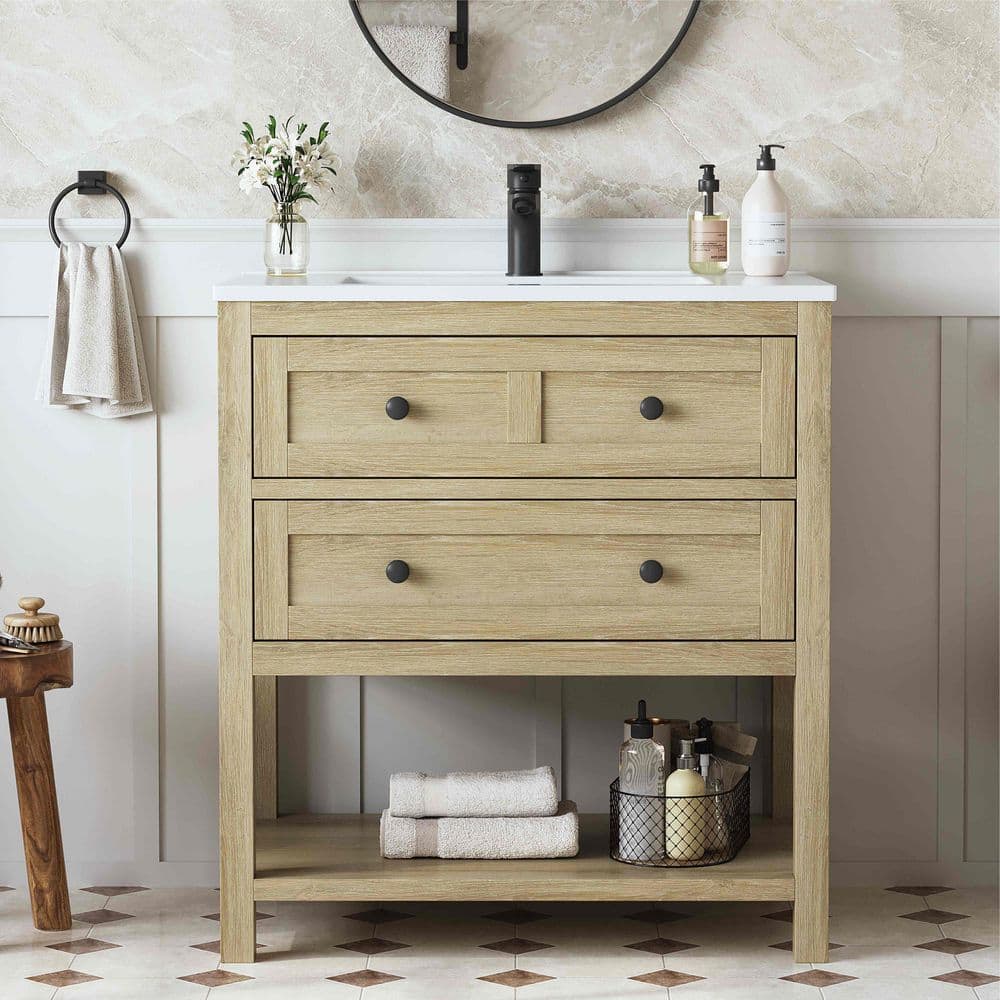 24ss SADE シャーデー SH11/ Beige DELUXE DL LIVING Shay 31 in. Single Sink Bath Vanity in Light Oak