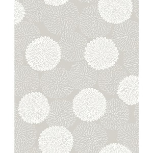 8 in. x 10 in. Blithe Taupe Floral Wallpaper Sample