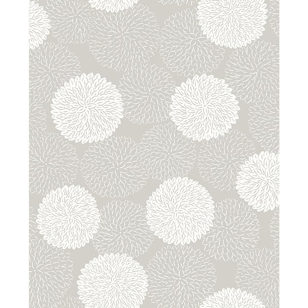 A-Street Prints 8 in. x 10 in. Blithe Taupe Floral Wallpaper Sample