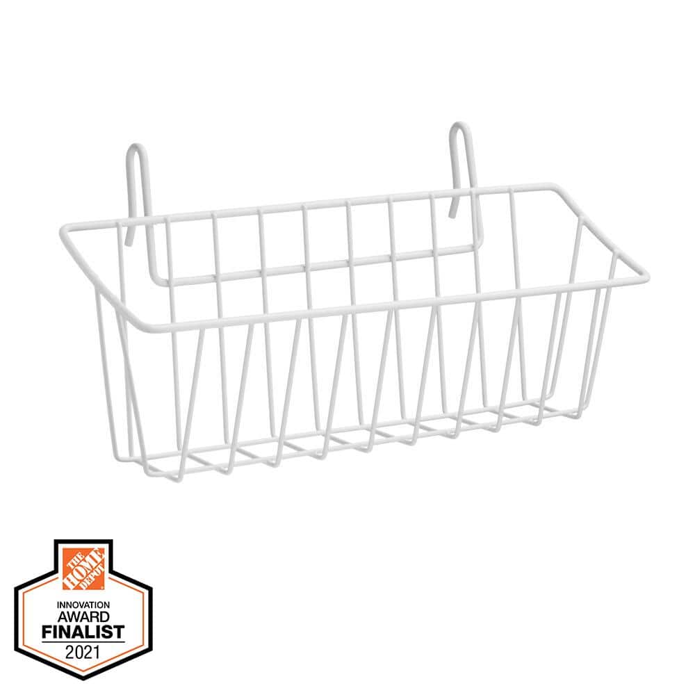 5.39 in. H x 12 in. W White Steel 1-Drawer Wide Mesh Wire Basket