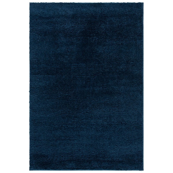 August Shag 9 ft. x 12 ft. Navy Solid Color Area Rug