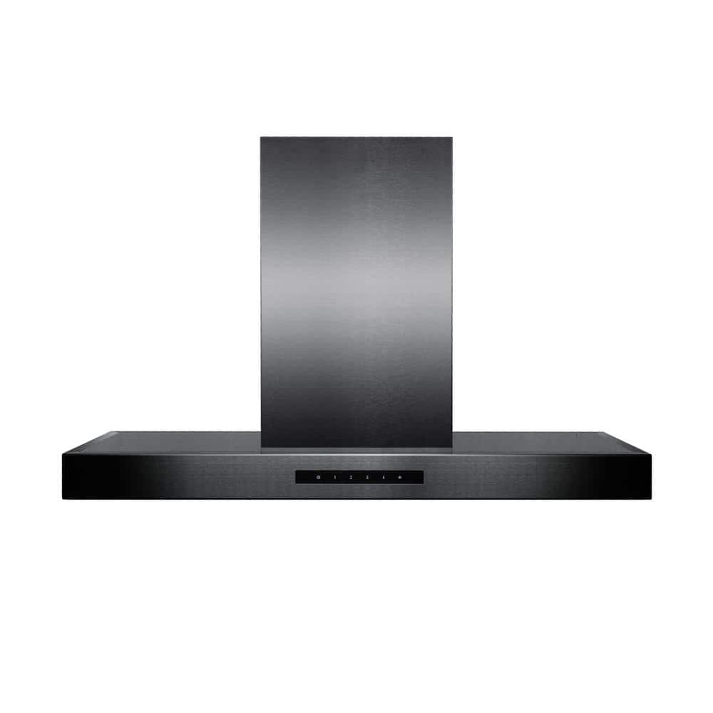 36" Black Stainless Steel Convertible Island Range Hood