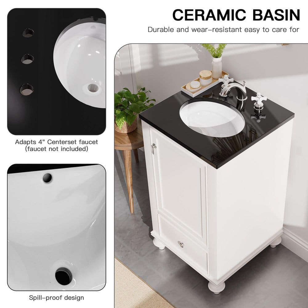 24" Navy Composite Freestanding Vanity with White Ceramic Top