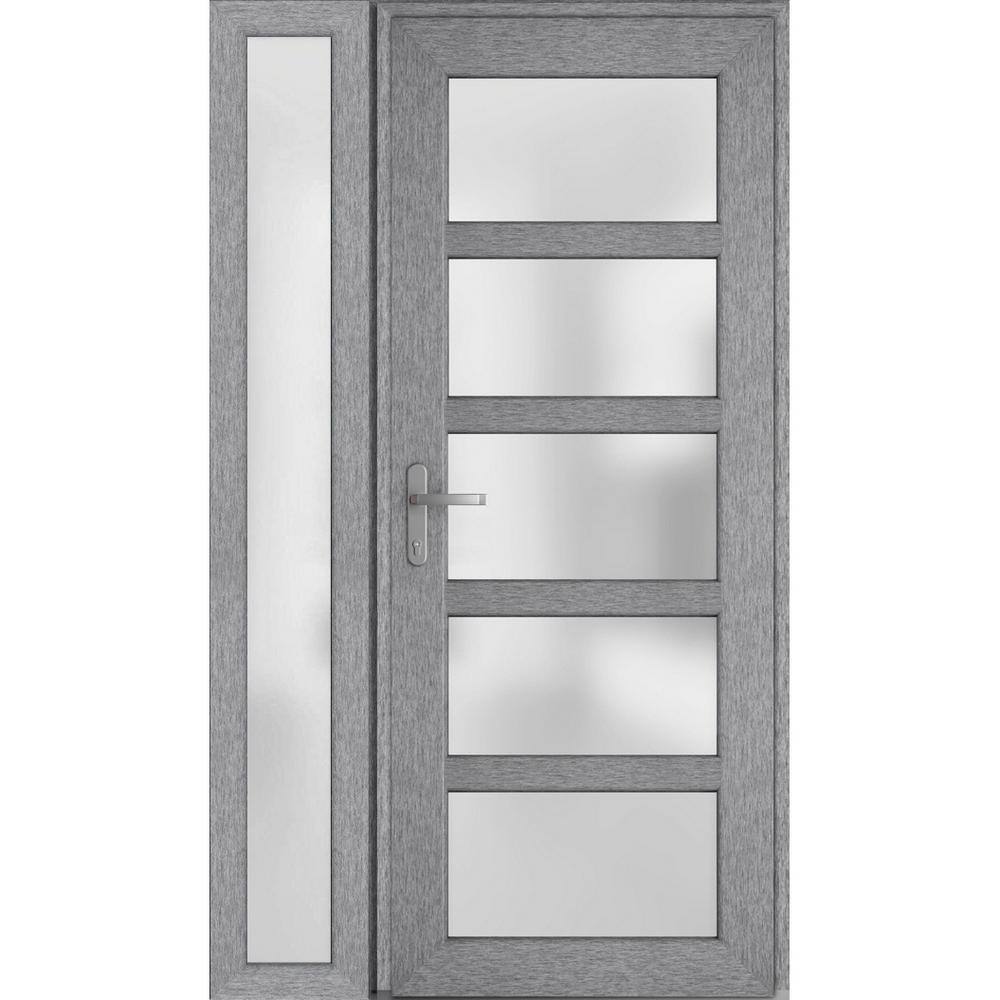48 in. x 80 in. Right-Hand/Inswing Sidelight Frosted Glass Grey Ash Steel Prehung Front Door with Hardware price history on PriceWatchPro