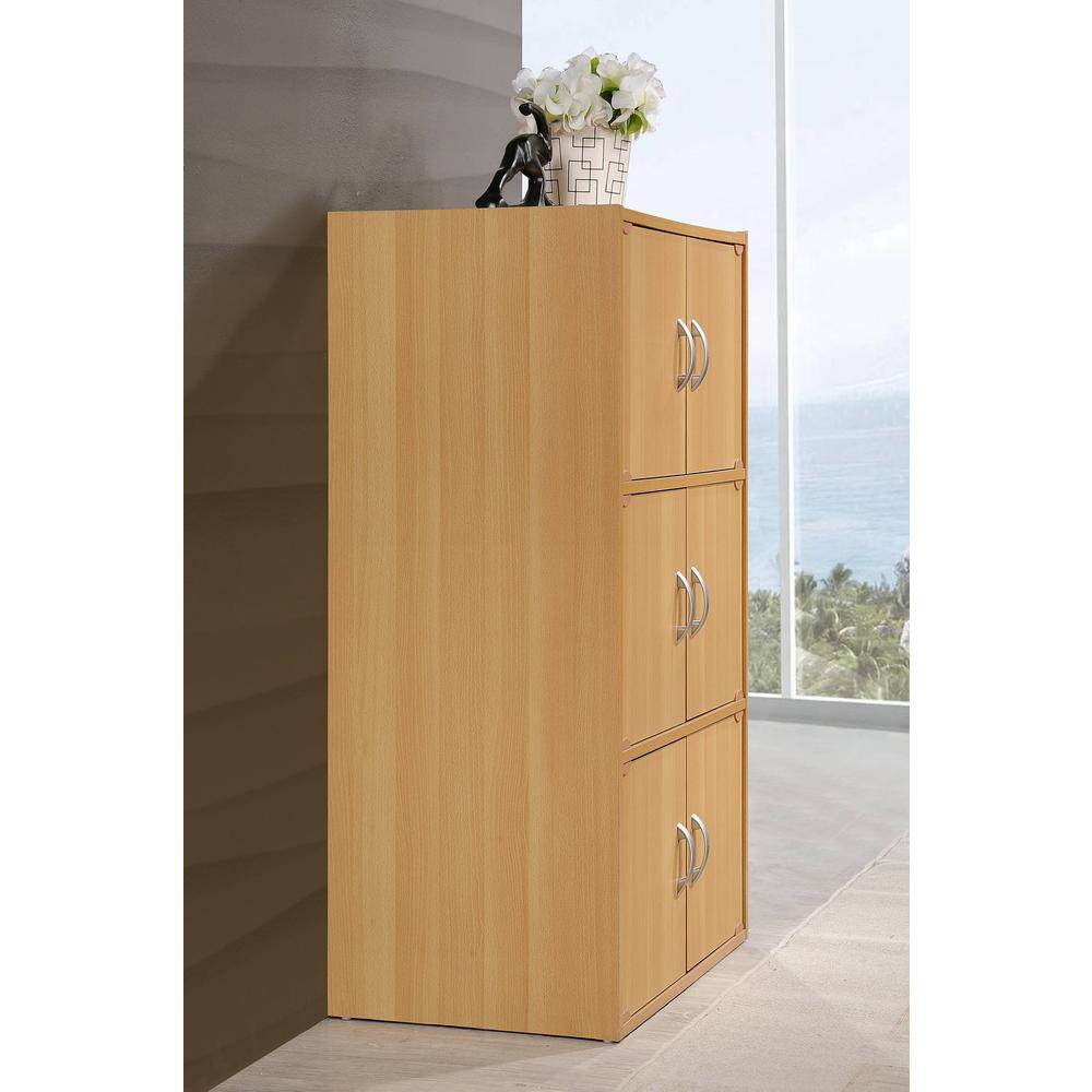 Beech Wood 6-Door Lockable Office Storage Cabinet