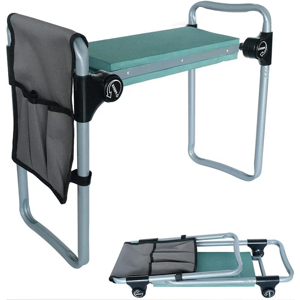 ITOPFOX Garden Kneeler and Metal Garden Stool Foldable Bench with Tool