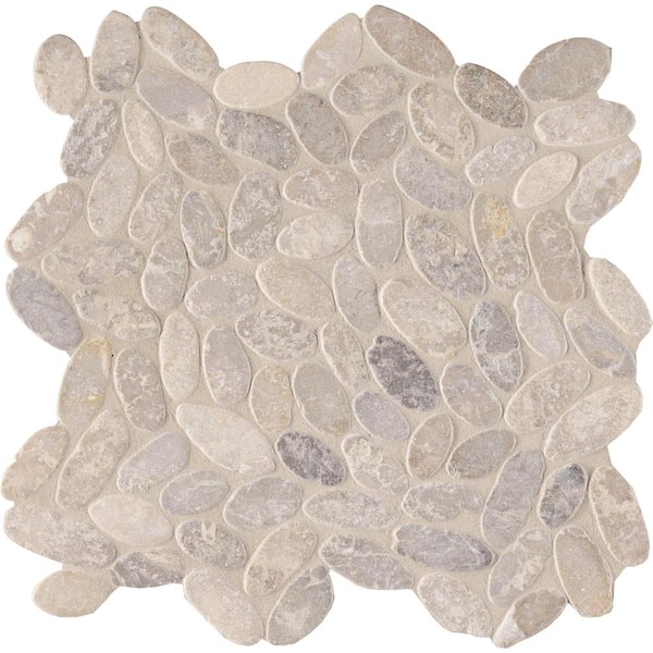 MSI Take Home Sample - Sliced Pebble Ash 6 in. x 6 in. Textured Marble Floor and Wall Tile