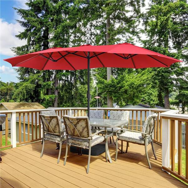 Yaheetech 13 ft. Twin Patio Parasol Triple-size 156 in. W