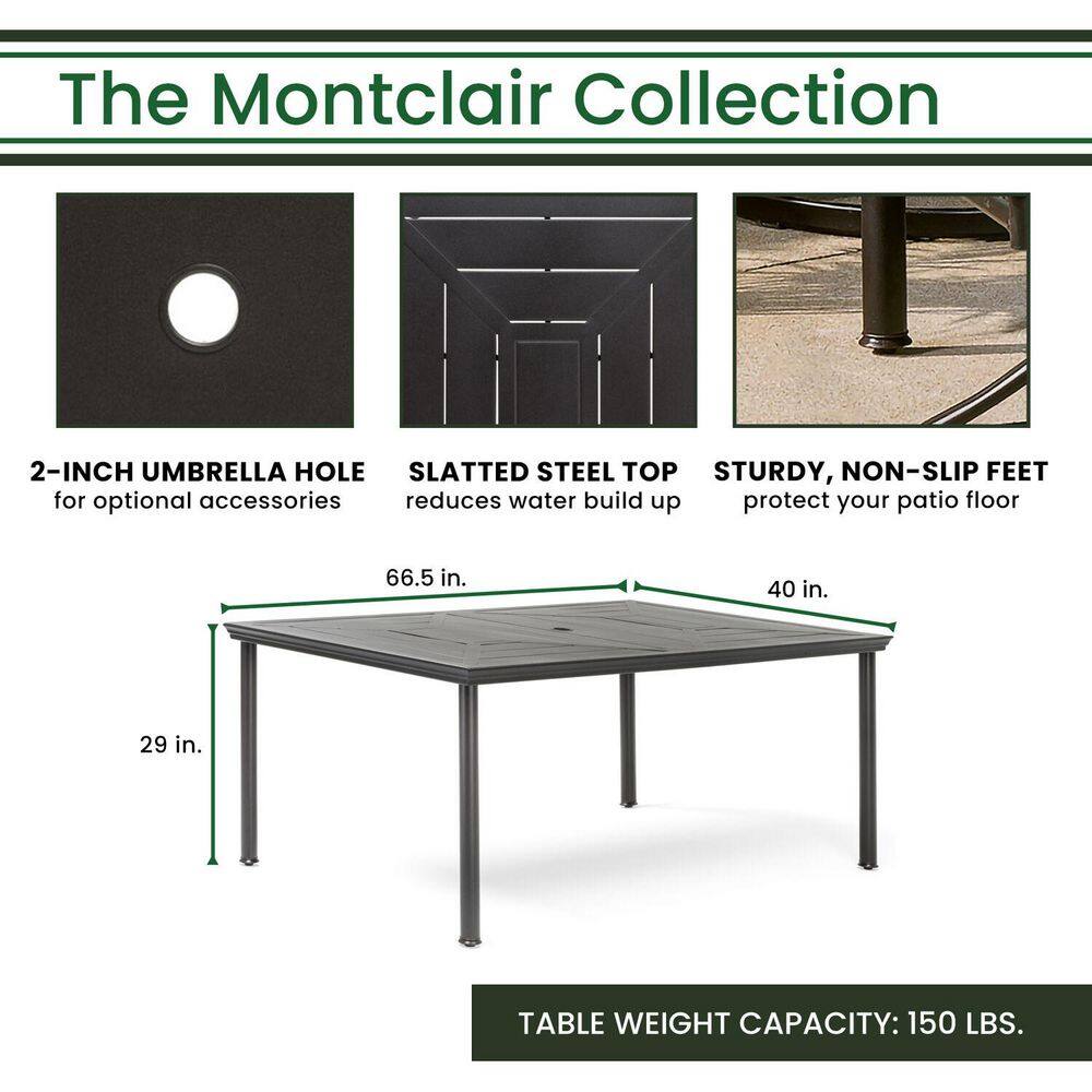 Montclair 7-Piece Tan Cushioned Steel Outdoor Dining Set with Umbrella
