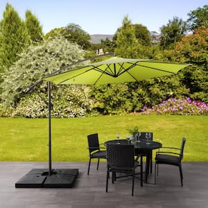 9.5 ft. Steel Cantilever UV Resistant Offset Patio Umbrella in Lime Green