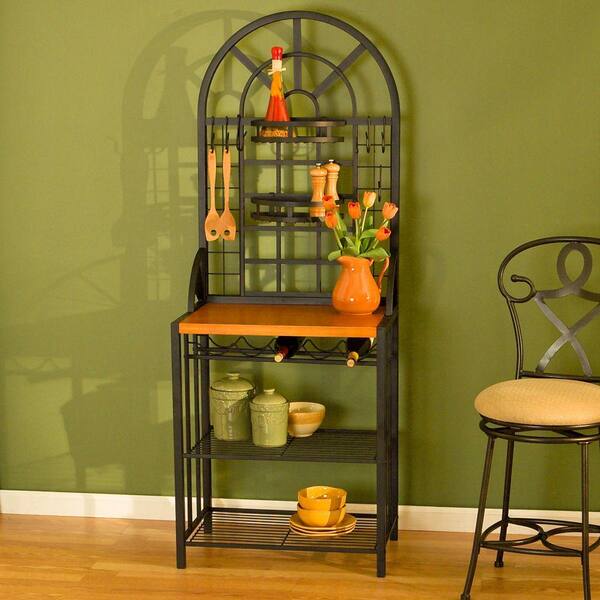Unbranded - Dome Steel 26 in. W Baker's Rack with Wine Storage in Black