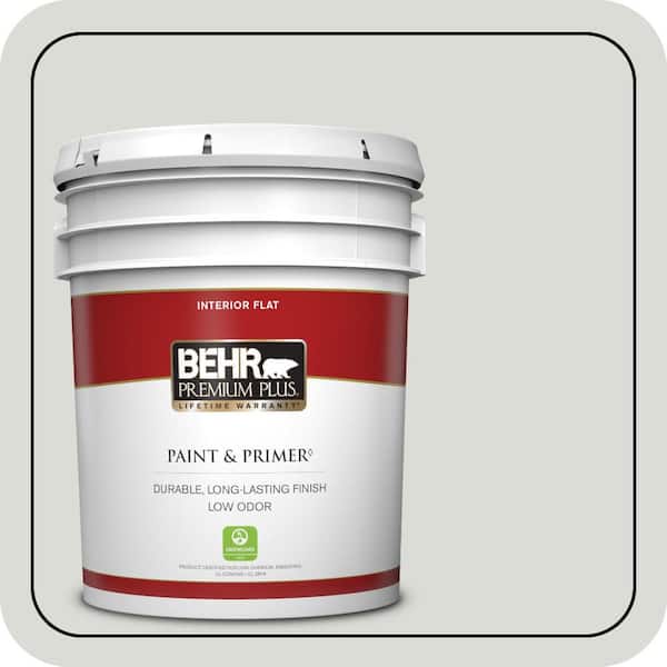 BEHR PREMIUM PLUS 5 gal. #BWC-29 Silver Feather Flat Low Odor Interior Paint & Primer