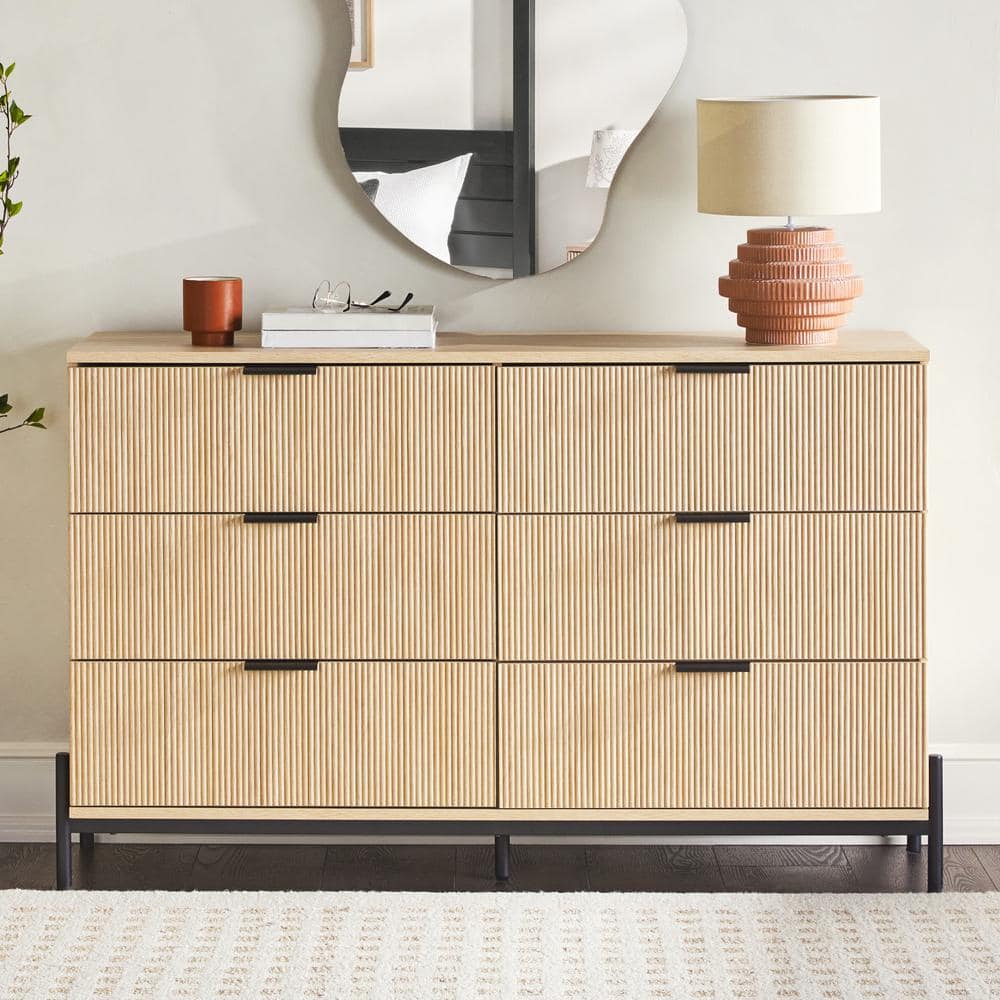Paris Modern Scandinavian Reeded Dresser - Dresser / Coastal Oak