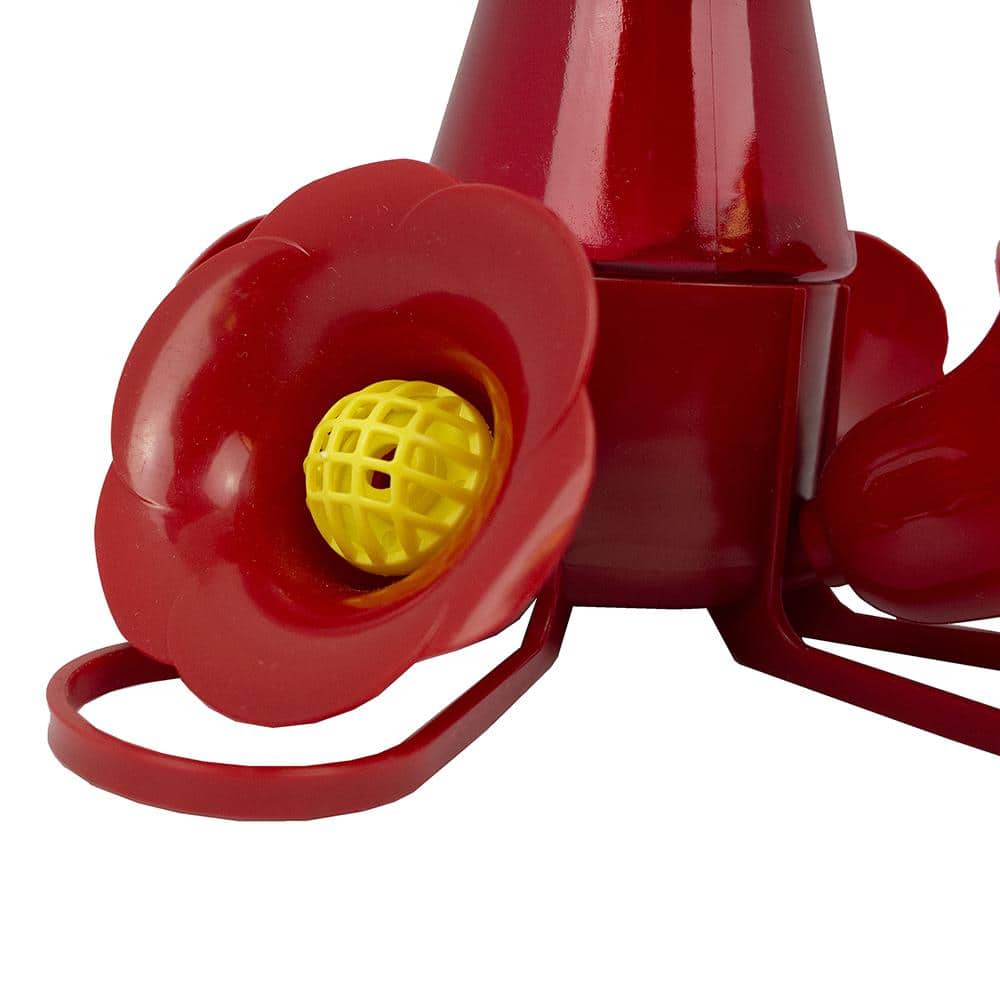 Red Glass and Plastic Hanging Hummingbird Feeder, 8-Ounce