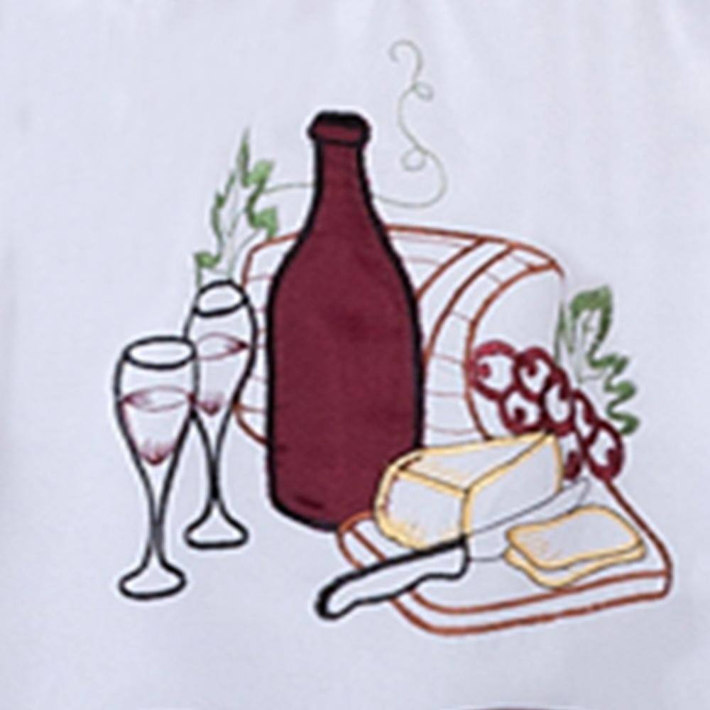 White and Burgundy Embroidered Polyester Tier Curtain Set