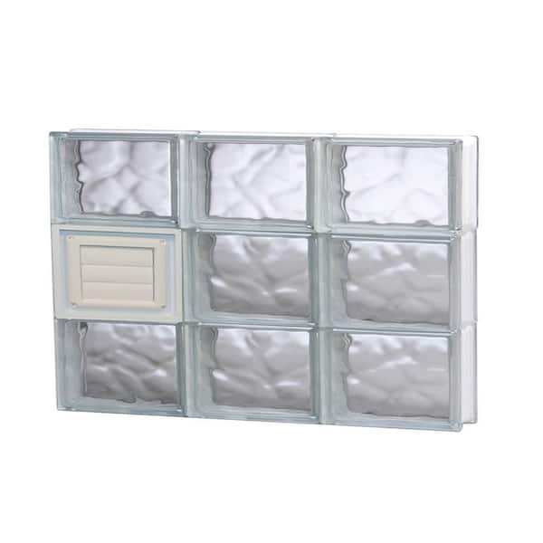 Clearly Secure 23.25 in. x 17.25 in. x 3.125 in. Frameless Wave Pattern Glass Block Window with Dryer Vent