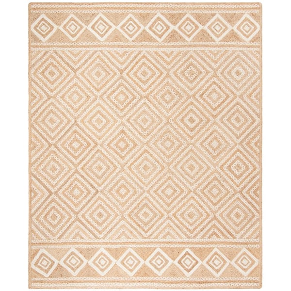 Natural Fiber 10 ft. x 14 ft. Natural/Ivory Diamond Woven Area Rug
