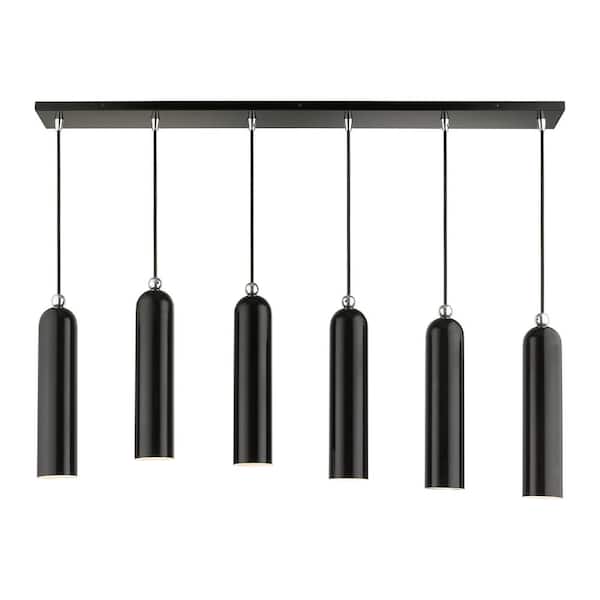 Belhaven-6 Light Shiny Black Linear Pendant
