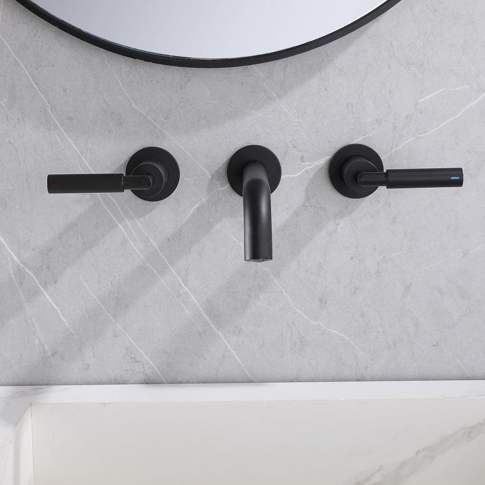 Matte Black Wall-Mounted Solid Brass Bathroom Faucet