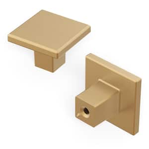 Heritage Designs 1-3/16 in. Square Brushed Brass Cabinet Knob (Pack of 10)