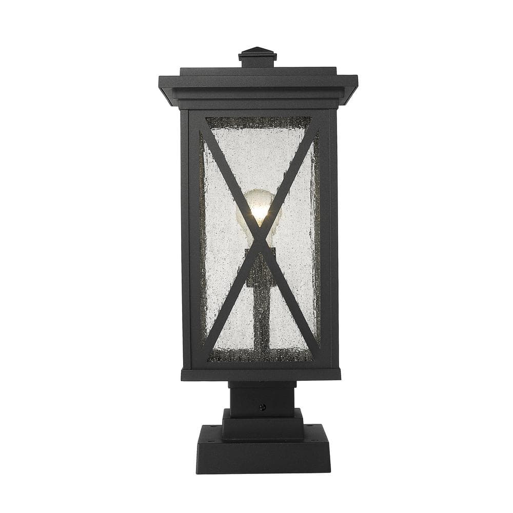 Brookside Black Aluminum Outdoor Lantern with Clear Seedy Glass