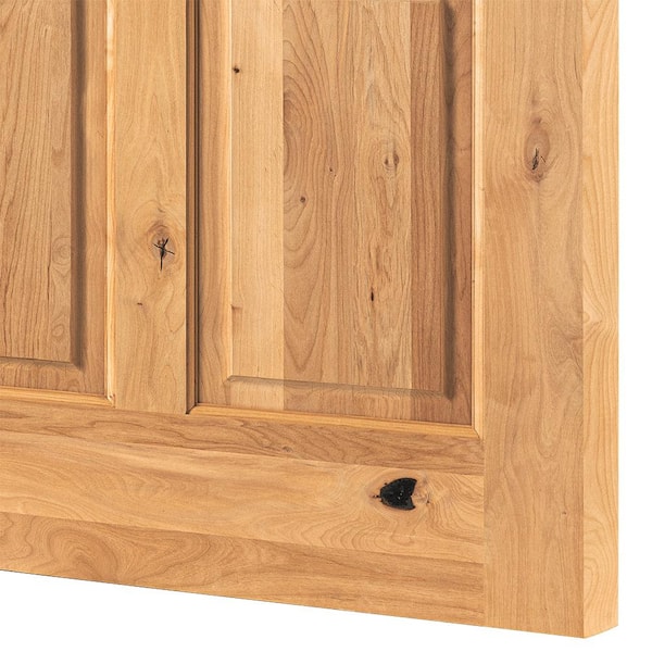 36 in. x 80 in. Right-Hand 4-Lite Clear Glass Clear Stain Knotty Alder Wood Front Door Kit w/ Quick Assemble Jamb