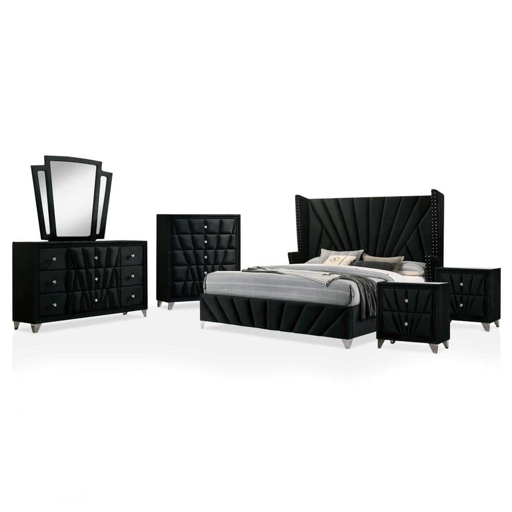 Furniture of America Leventina 6-Piece Black King Bedroom Set IDF7164BKEK6PC - The Home Depot