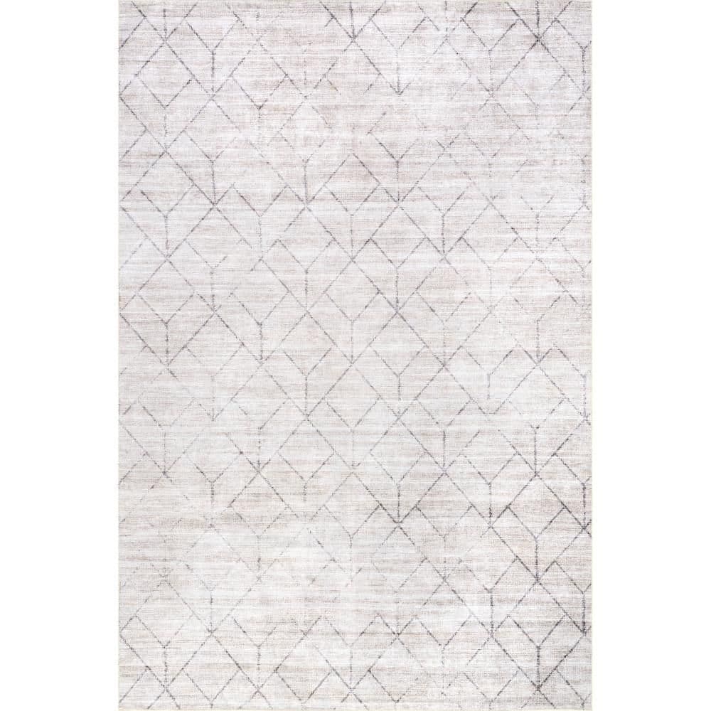 Stacey Diamond Spill Proof Washable Light Grey 6 ft. x 9 ft. Indoor Area Rug price history on PriceWatchPro