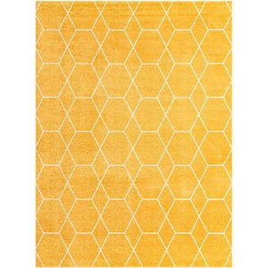 Trellis Frieze Yellow/Ivory 9 ft. x 12 ft. Geometric Area Rug
