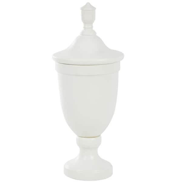 White Ceramic Fluted Urn Shaped Decorative Jars with Lid
