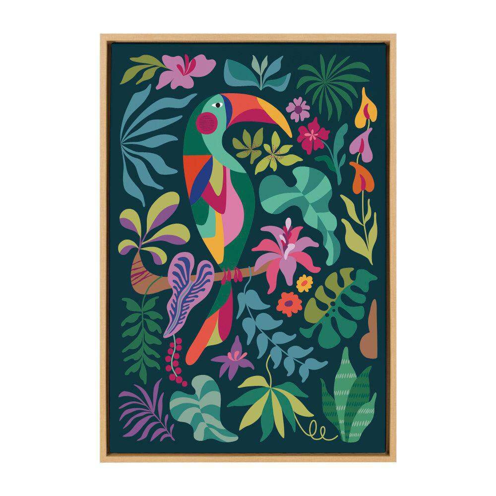 Natural 23x33 Tropical Toucan Framed Canvas Wall Art