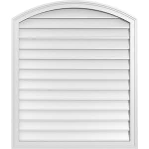 34 in. x 40 in. Arch Top Surface Mount PVC Gable Vent: Functional with Brickmould Frame