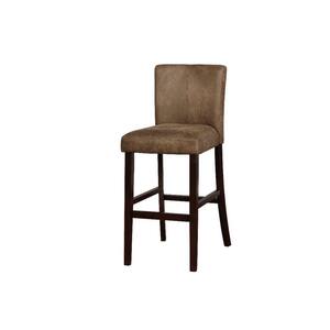 43 in. H Brown Wooden Bar Stool with Unique Channel Tufting Details