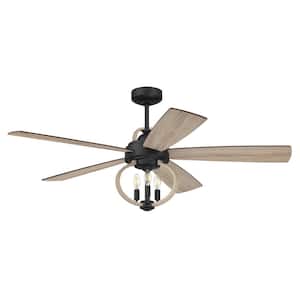 Reese 52 in. Indoor/Outdoor Dual Mount Flat Black Ceiling Fan with Smart Wi-Fi Enabled Remote and Integrated LED Light