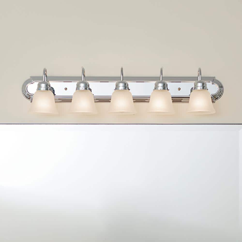 Distressed Bronze 36" Classic Vanity Light with Satin Etched Glass