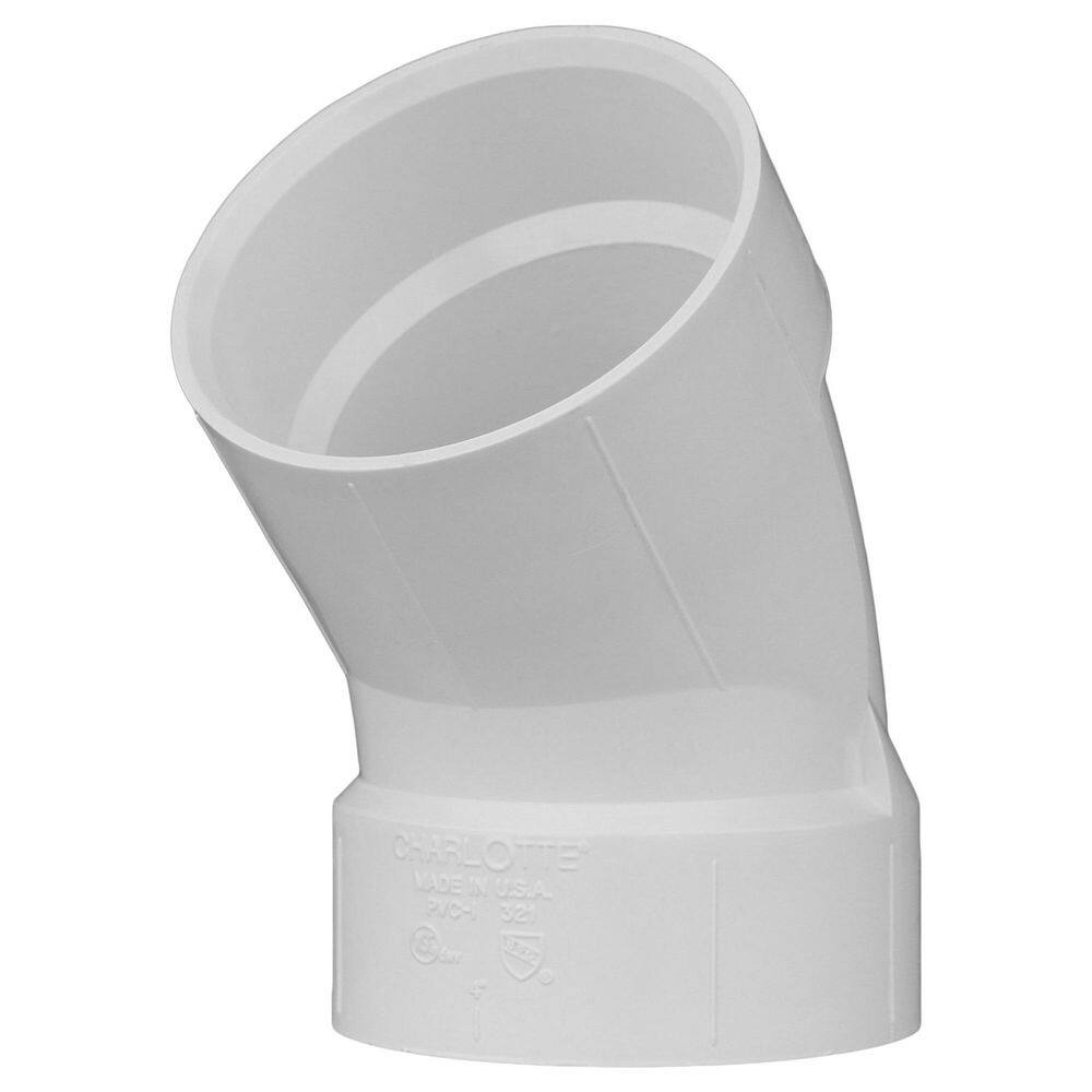 Charlotte Pipe 2 in. PVC DWV 45-Degree Hub x Hub Elbow